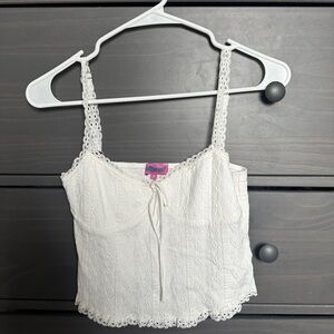 White Lace Trimmed Women's Top